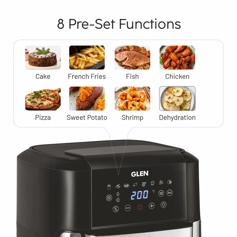 Glen Digital Air Fryer, 12 Litre Capacity, 8 Pre Set Menu 2000W - (SA 3040 DSS) - Image