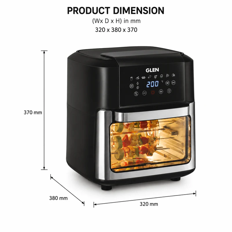 Glen Digital Air Fryer, 12 Litre Capacity, 8 Pre Set Menu 2000W - (SA 3040 DSS) - Image