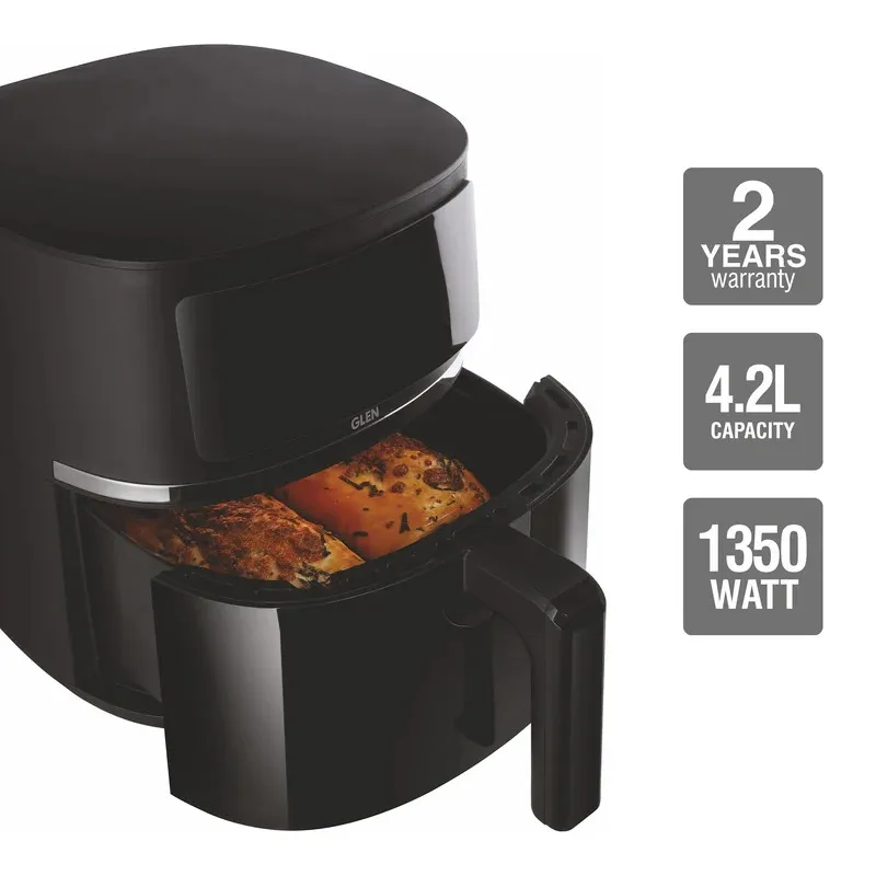 Glen Digital Air Fryer 4.2 Litre Capacity with 8 Pre Set Menu Timer, Temperature Control, 1350W -Black (SA3061DIGI) - Image