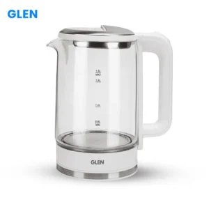 Glen Electric Glass Tea Kettle 1.8 Litre with 360° Rotational Base, Auto Shut-off, 1500W - White (SA-9001)