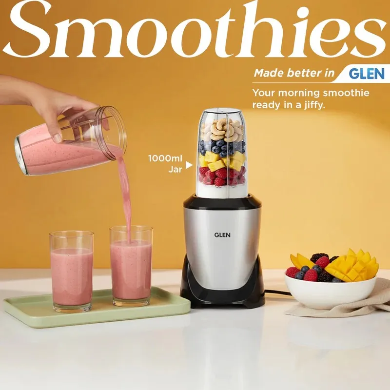 Glen Nutri Blender Pro Mixer Grinder 900W | 4 Unbreakable Jars (2000ml + 1000ml + 800ml + Mug) | 3 SS Blades | Smoothie Maker Masala Grinder - SA4048UTPLUS - Image