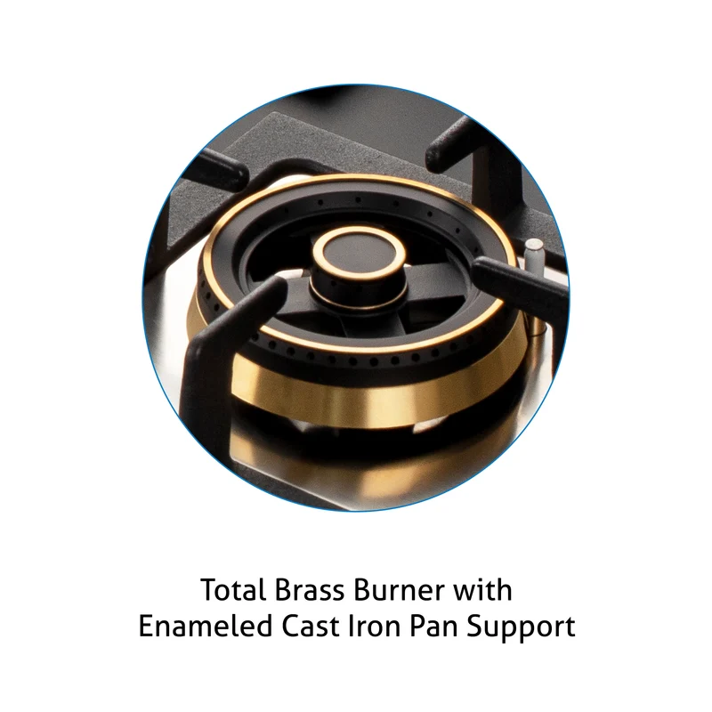 Glen 4 Burner Glass Gas Hob Top Brass Burner (1094XLCIHTT2TRMG) - Image