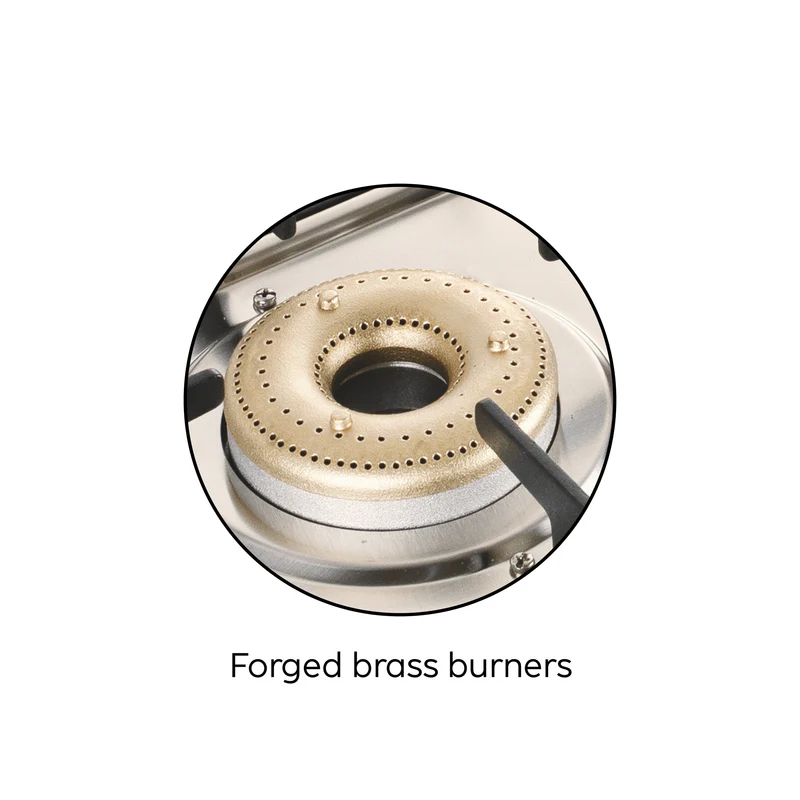 Glen 3 Burner Ultra Slim Apricot Glass Gas Stove with High Flame Forged Brass Burner - Manual / Auto Ignition (CT1035US) - Image