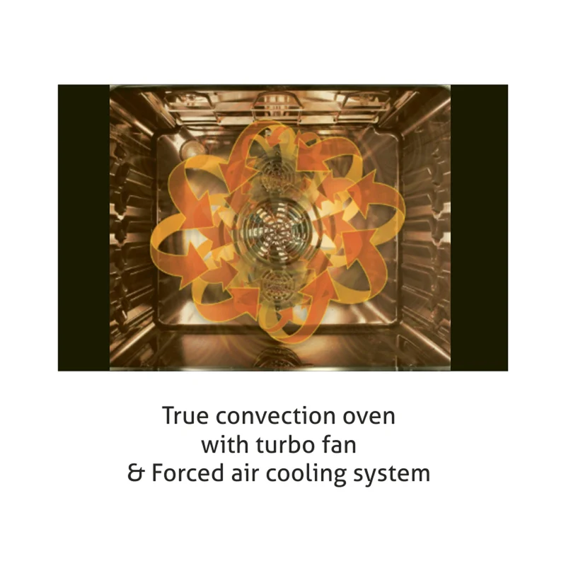 Glen Built in Oven Touch Controls Motorised Rotisserie Turbo Fan 80L with Multi-function (661) - Image