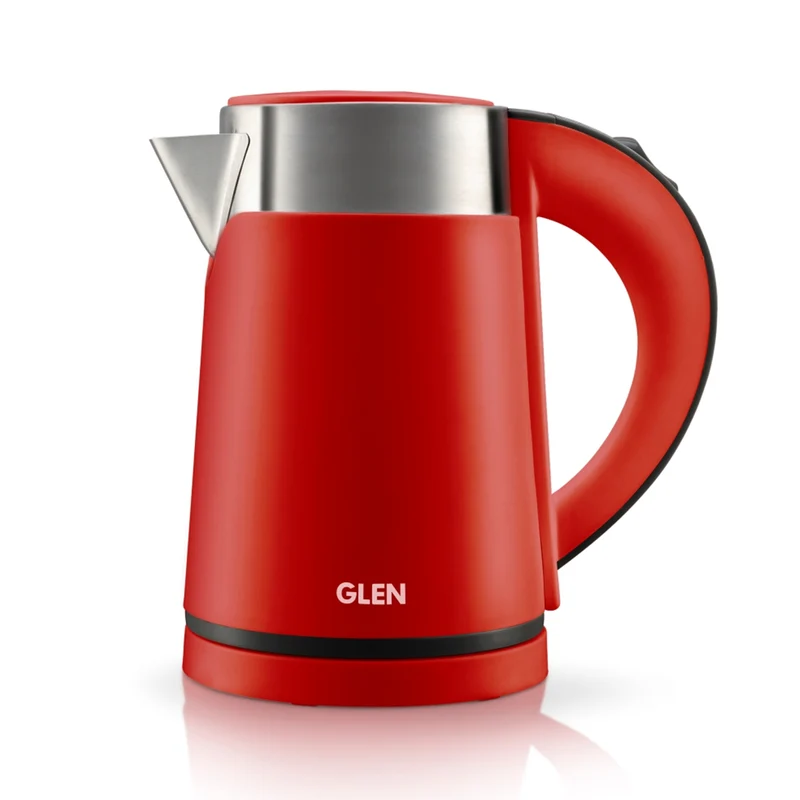 Glen Electric Kettle 0.8 Litre , 800 W - White/Red/Black (9004) - Image