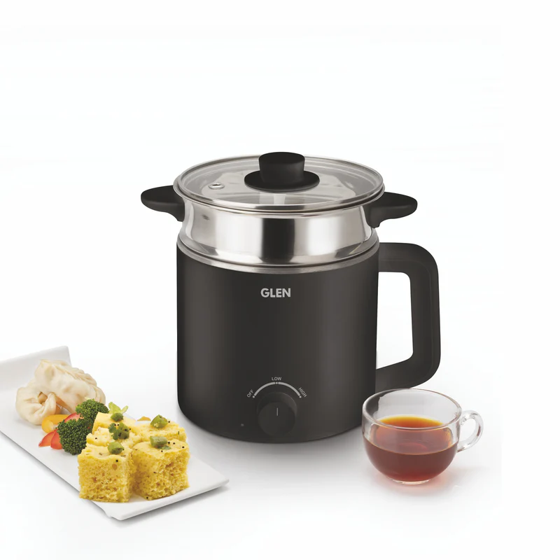 Glen Multi Cook Electric Kettle, 1.5 Litre Steam, Cook & Boil 600W Black (9016) - Image