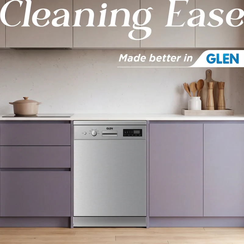 Glen Free Standing Dishwasher 12 Place Setting SS Panel Electronic Controls (DW-5201FS) - Image