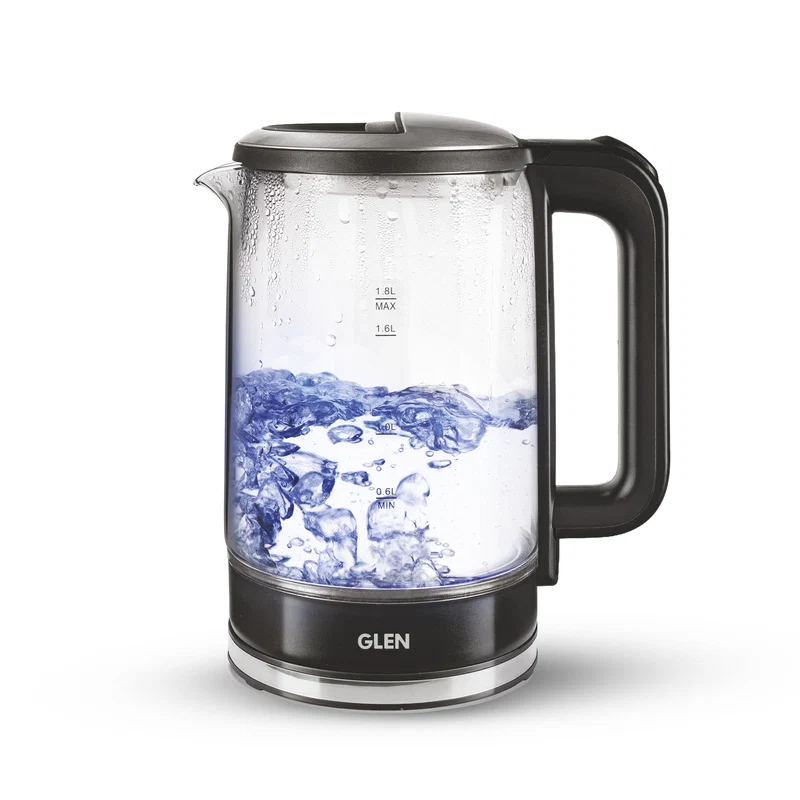 Glen Electric Glass Tea Kettle 1.8 Litre, 1500W - White/Black (SA-9001) - Image