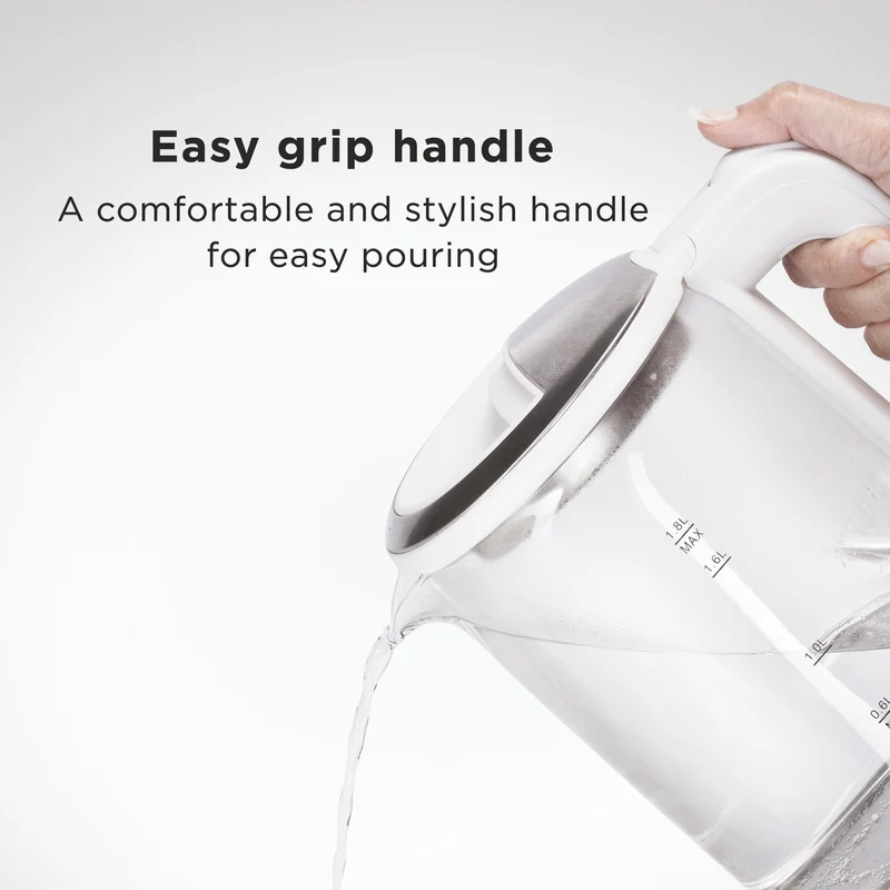 Glen Electric Glass Tea Kettle 1.8 Litre, 1500W - White/Black (SA-9001) - Image