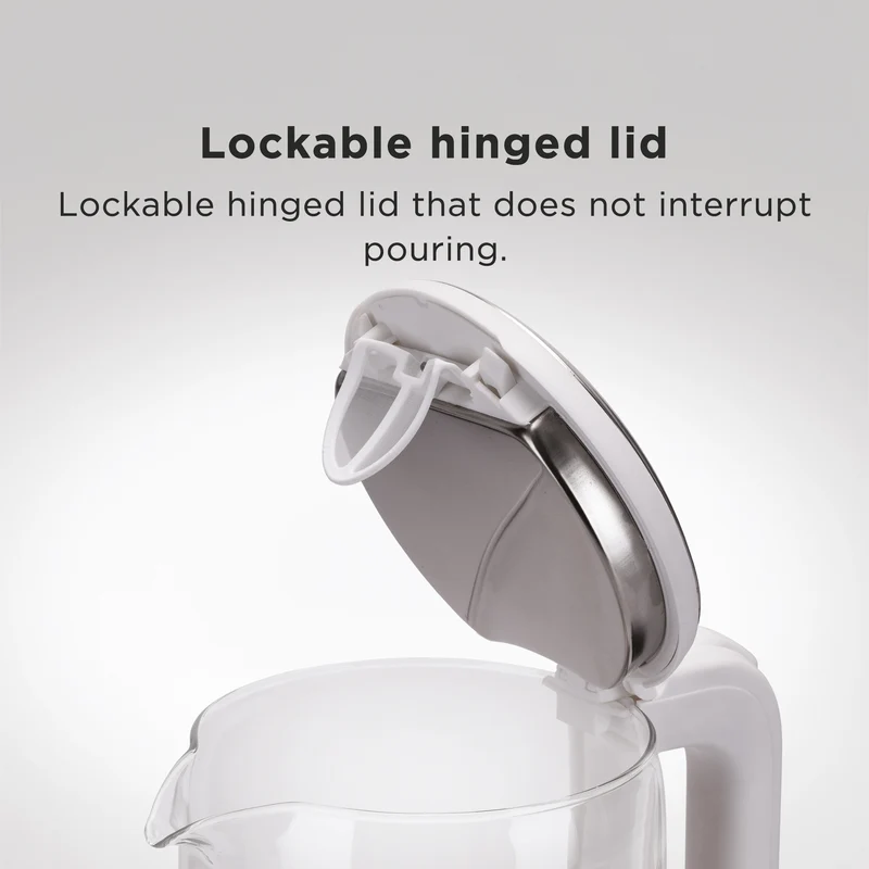 Glen Electric Glass Tea Kettle 1.8 Litre, 1500W - White/Black (SA-9001) - Image