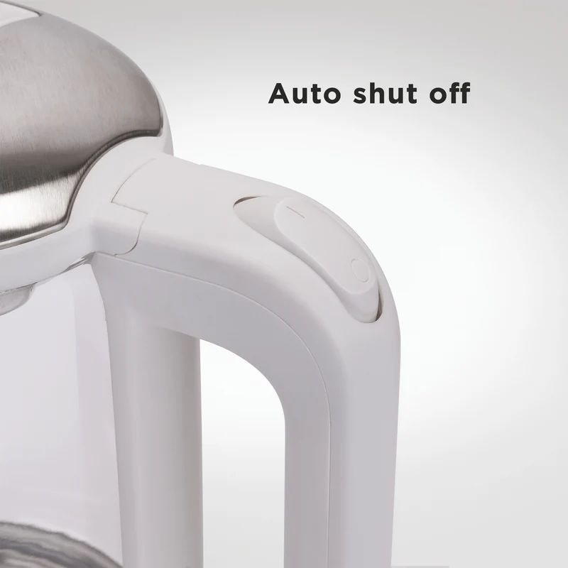 Glen Electric Glass Tea Kettle 1.8 Litre, 1500W - White/Black (SA-9001) - Image