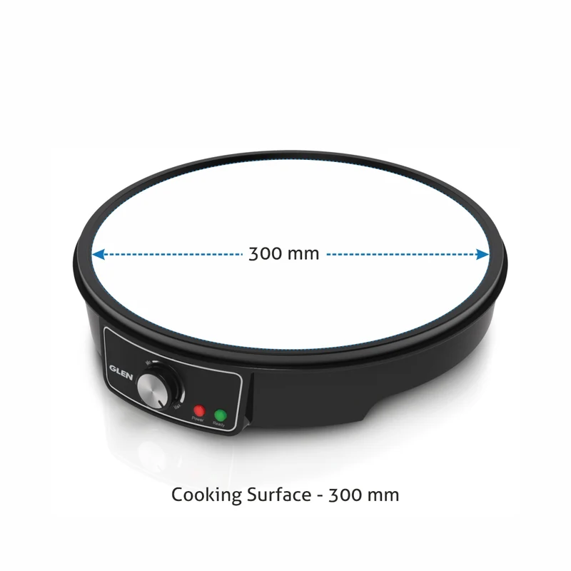 Glen Electric Tawa for Dosa, Chilla 30cm Non-Stick Cooking Plate, Temperature Control - Black (SA3038) - Image