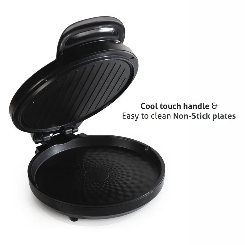 Glen Electric Pizza Grill and Crepe Maker with 180-Degree Opening, Non-Stick Coating, 1200w (3033 PG) - Image