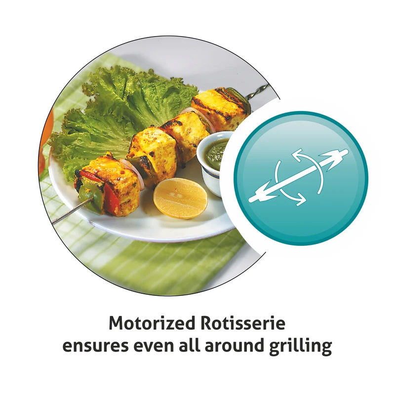 Glen Built in Oven Motorised Rotisserie Turbo Fan 70Ltr with 12 Multi-functions (BO-653MRT) - Image