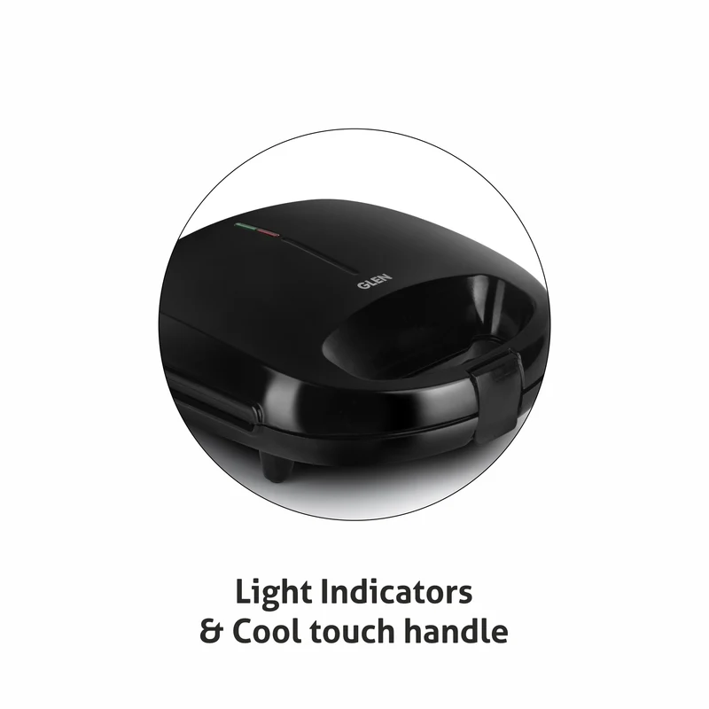 Glen Electric Sandwich Maker Grill with Non-Stick Coating Plates, 750W - Black (3024BGRILL) - Image