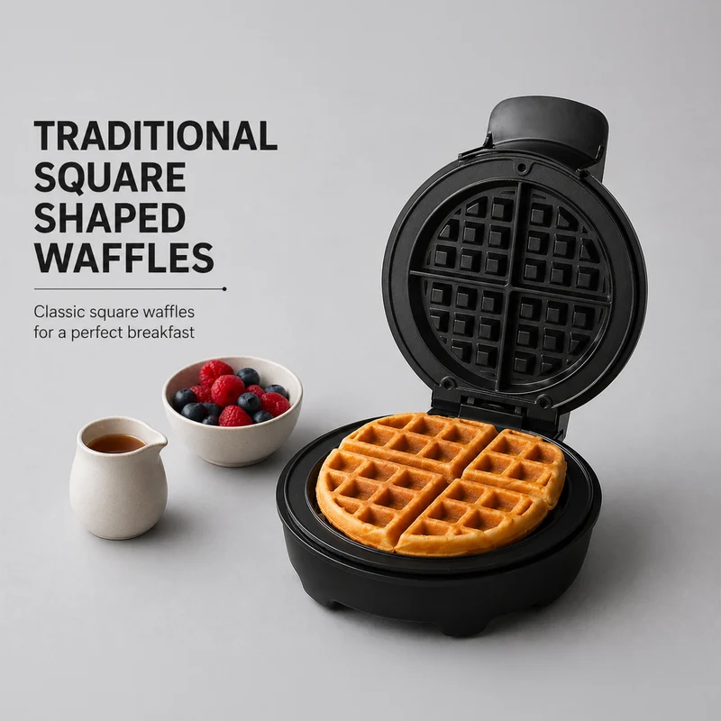 Glen Electric Waffle Maker with Non-Stick Coating Plates 750W - Black (SA-3026WMB) - Image