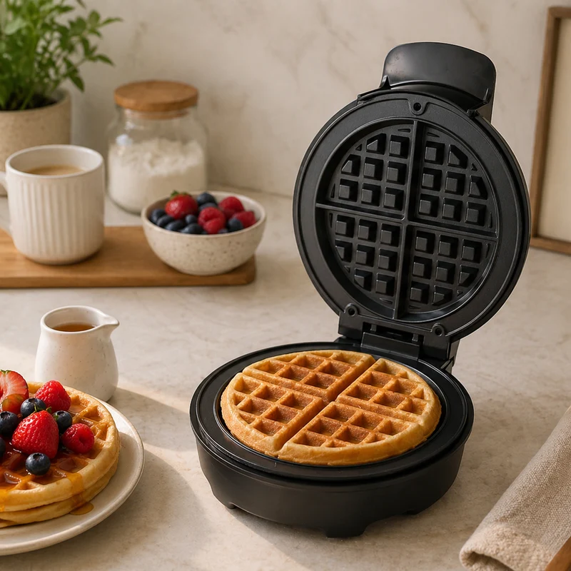 Glen Electric Waffle Maker with Non-Stick Coating Plates 750W - Black (SA-3026WMB) - Image