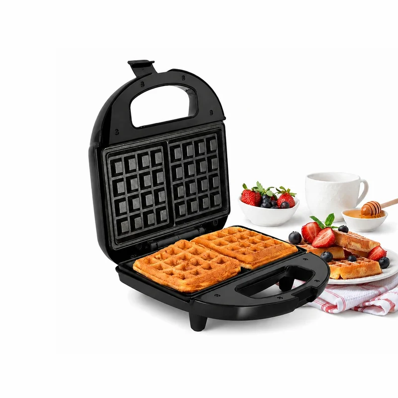 Glen Electric Waffle Maker with Non-Stick Coating Plates, 750W - Black (3024WMBL) - Image
