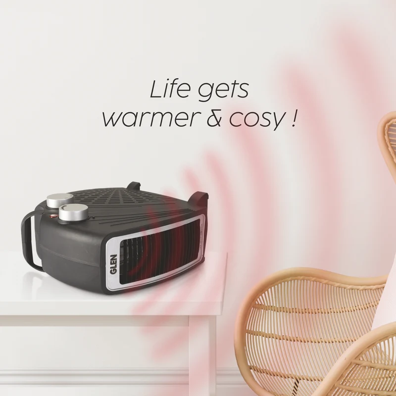 Glen Electric Fan Room Heater with 2 Heat Settings - Black/ Grey (HA7020FH) - Image
