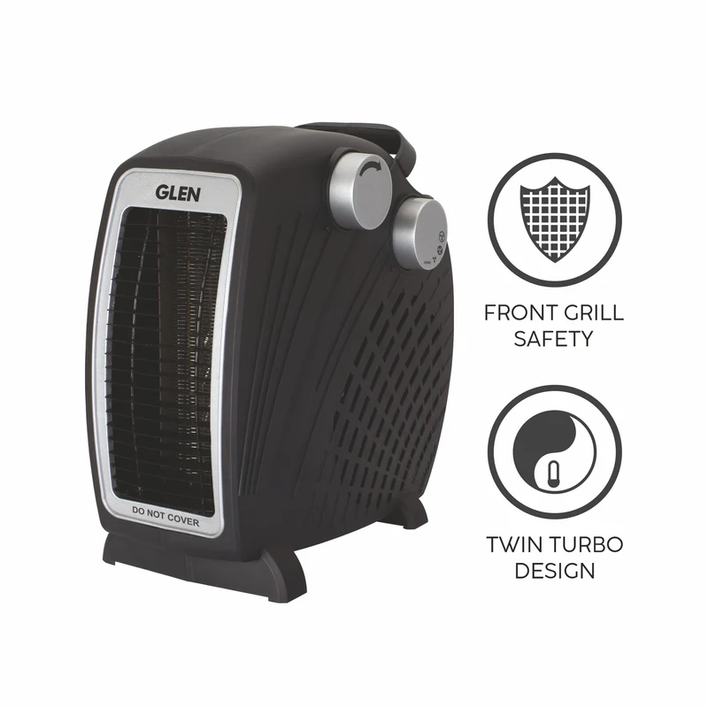 Glen Electric Fan Room Heater with 2 Heat Settings - Black/ Grey (HA7020FH) - Image