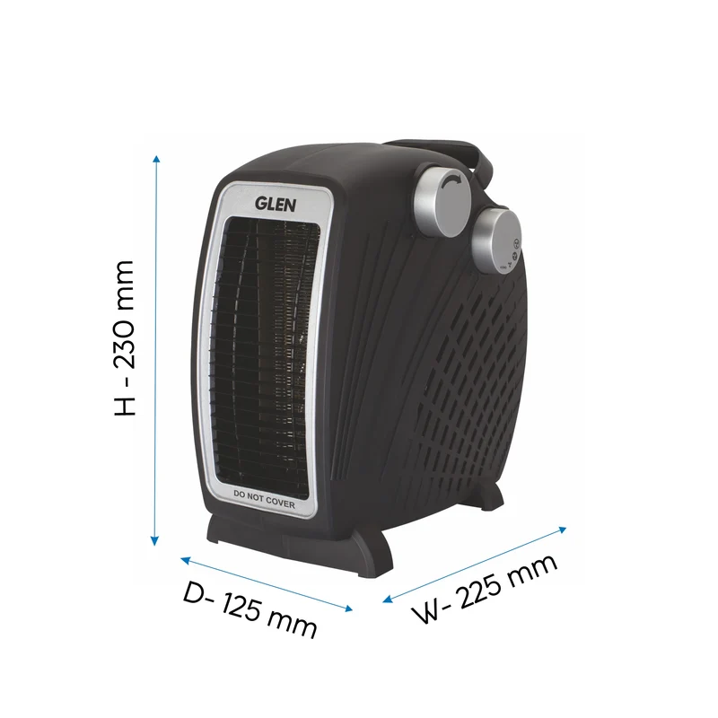Glen Electric Fan Room Heater with 2 Heat Settings - Black/ Grey (HA7020FH) - Image