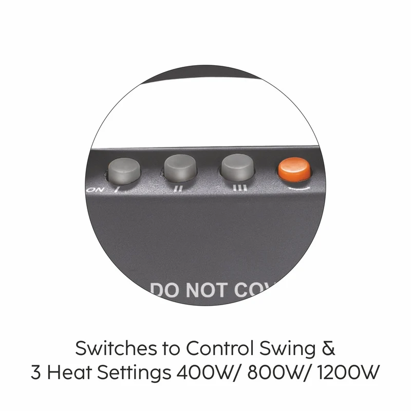 Glen Electric Halogen Room Heater with 3 Heat Settings Grey/Black- HA7017 - Image
