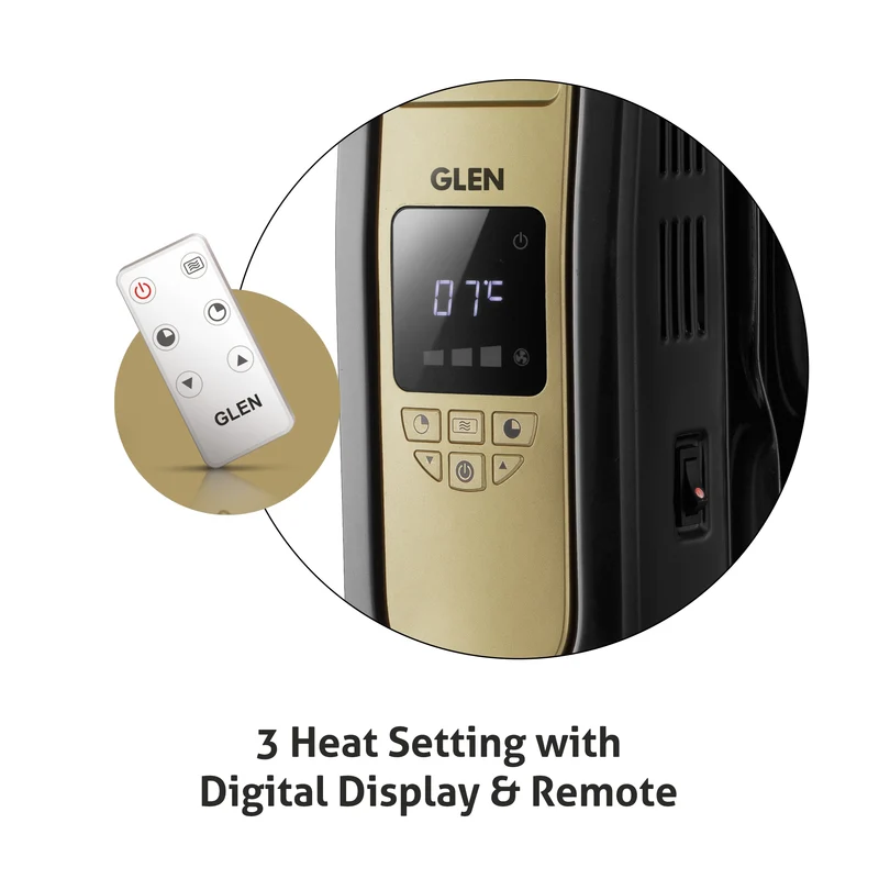Glen Electric Oil Filled Radiator Room Heater Digital with 9 Fin - HA7013DOR - Image