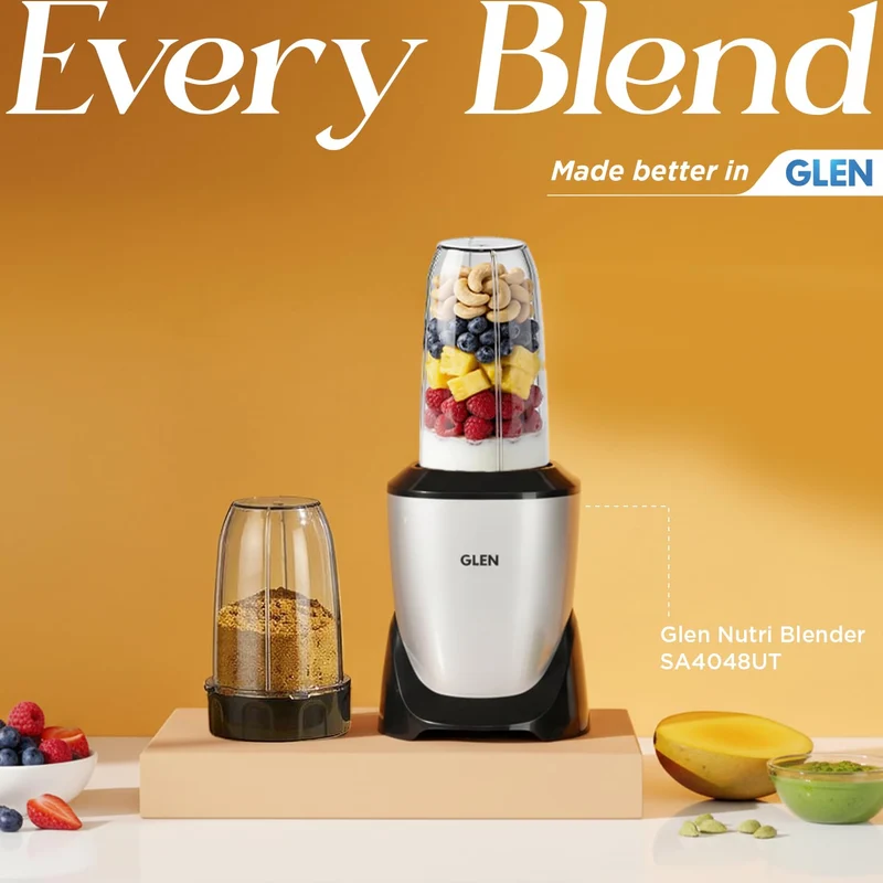 Glen Nutri Blender Mixer Grinder 900W | 2 Unbreakable Jars (1000ml + 800ml) | Dual SS Blades | Smoothie Maker / Mixer / Grinder - SA4048UT - Image