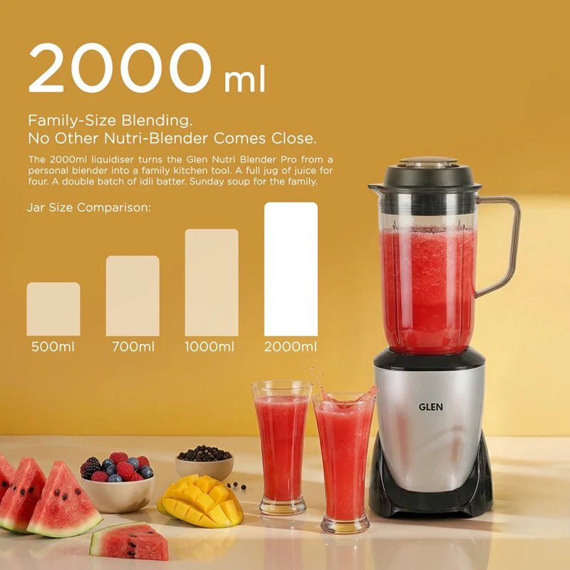 Glen Nutri Blender Pro Mixer Grinder 900W | 4 Unbreakable Jars (2000ml + 1000ml + 800ml + Mug) | 3 SS Blades | Smoothie Maker Masala Grinder - SA4048UTPLUS - Image