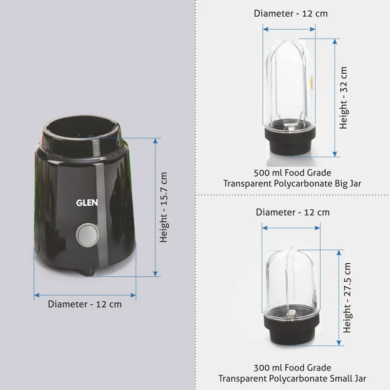 Glen Active-Blender, 350W, 20000 RPM Mixer, Grinder, Blender, 2 Unbreakable Food Grade Jars (4048 N) - Image