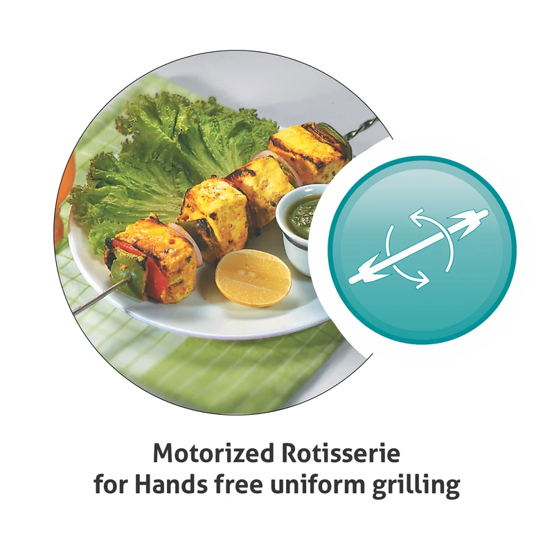Glen Built in Oven Motorised Rotisserie Turbo Fan 70Ltr with 9 Multi-functions (651MRTSS) - Image