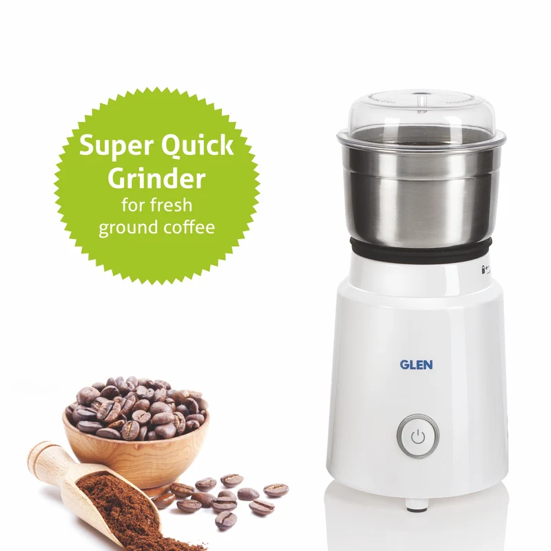 Glen Electric Mini Grinder, 50gm SS Jar for Dry and Wet Grinding 350W - White (4045 NG) - Image
