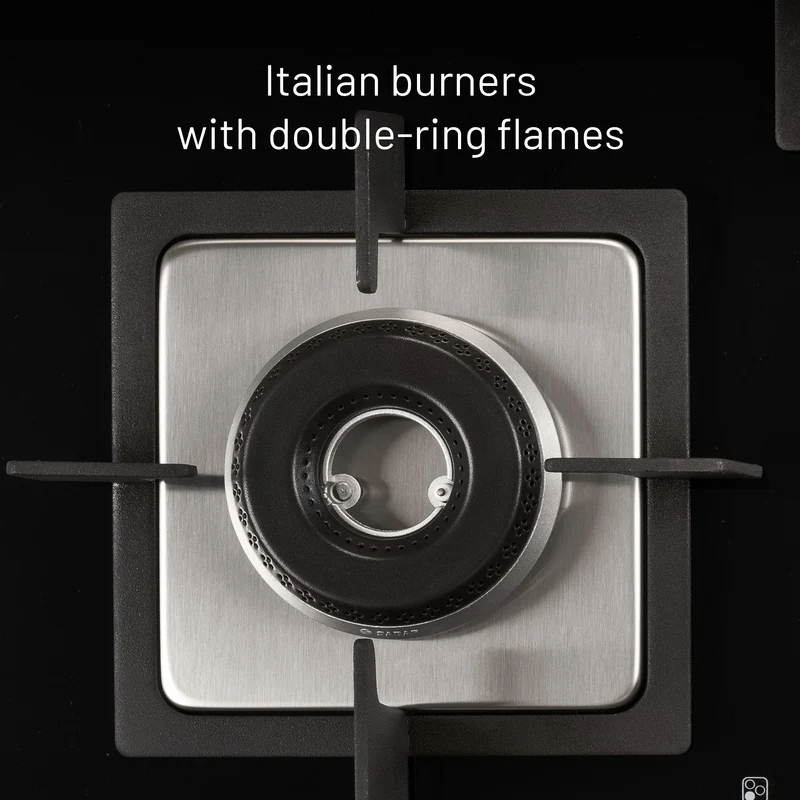 Glen 3 Burner Glass Hob Top with Italian Burners (BH 1073 SQ HT IN 70) - Image