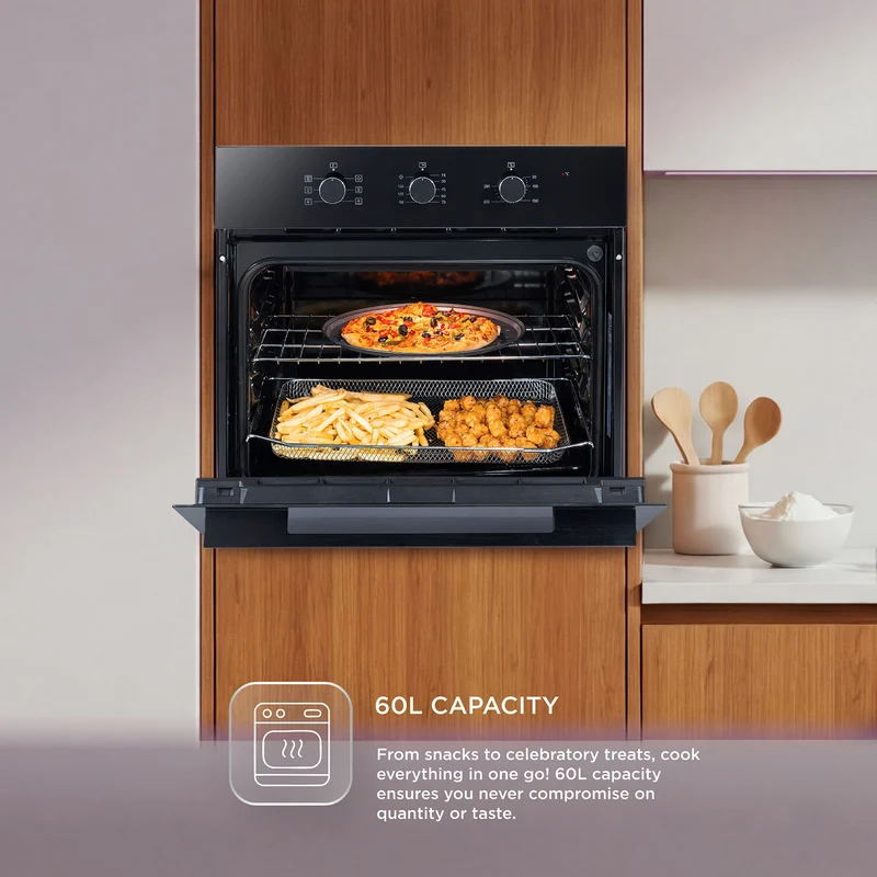 Glen Built in Oven Air Fryer 60Ltr with Convection Fan and 3 Control Knobs (BO662AF) - Image