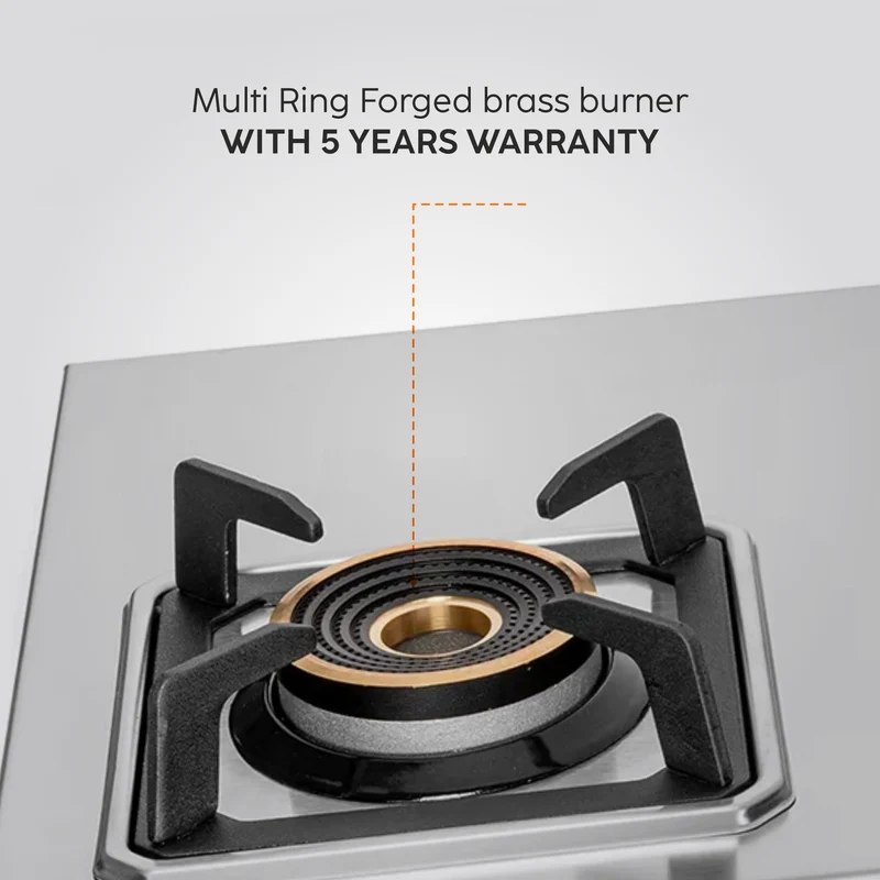 Glen 3 Burner Ultra Tuff Stainless Steel Gas Stove with Multi Ring Forged Brass Burner & Drip trays (CT1053UTDTSS) - Image