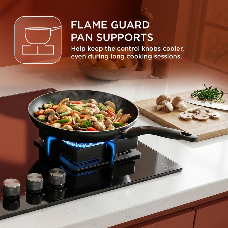 Glen 3 Burner DFVS Glass Hob Forged Brass Burners (BH1073DFHT2TR77) - Image